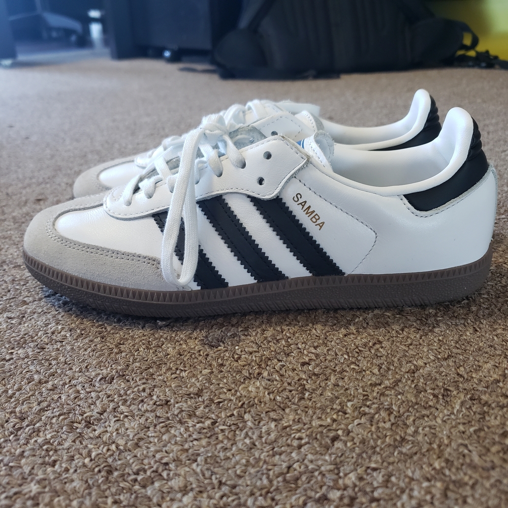 Adidas Samba White and Black Trainers